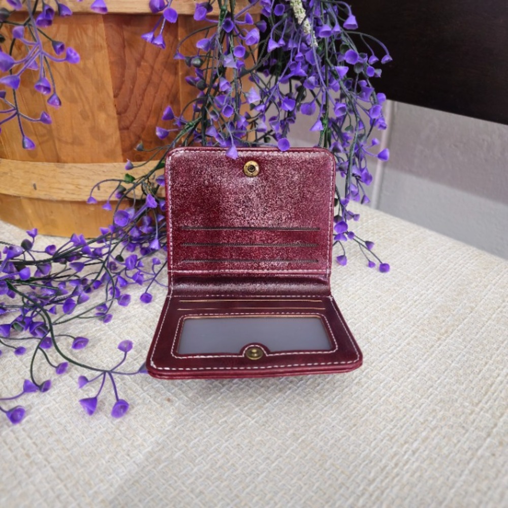 Gothic Cross Stud Bifold Snap Wallet | Burgundy | 4x4in - Picture 3 of 8